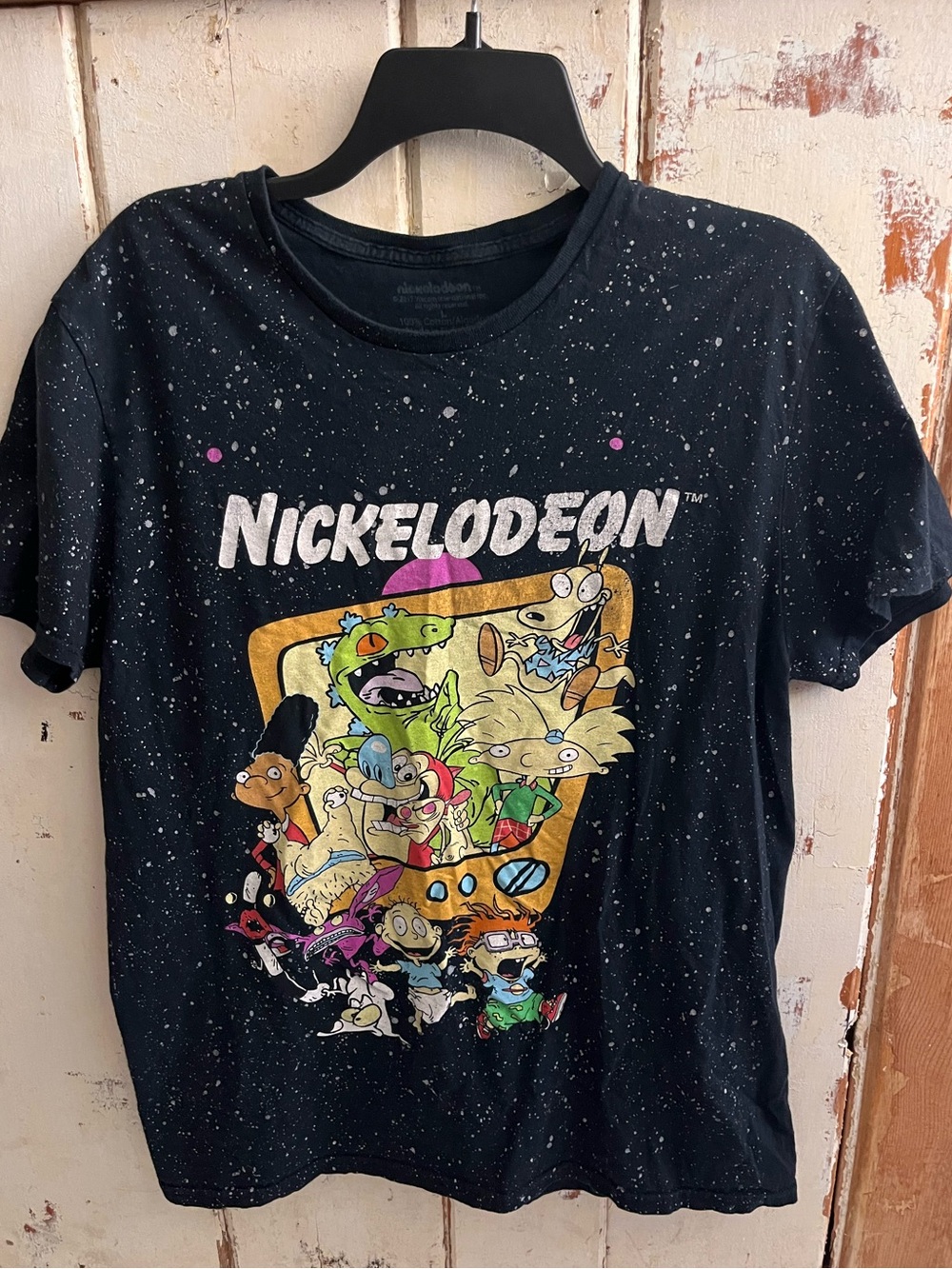 Nickelodeon Black Graphic Tee with Multicolor Character Print